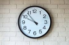 Clock on brick wall